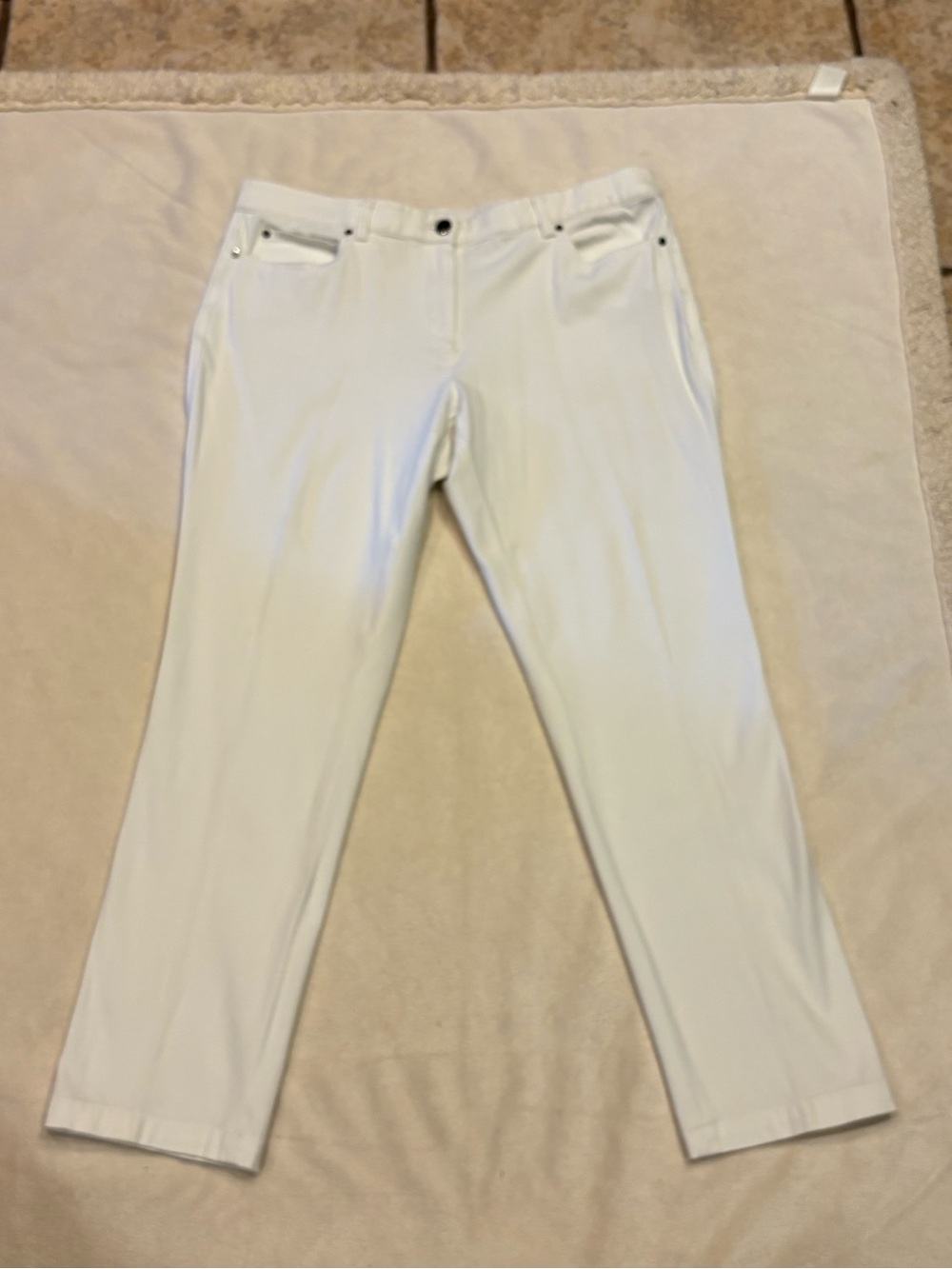 Rafaella Classic Women's Plain White Pants Size 14 Comfort Fit Waistband VGC